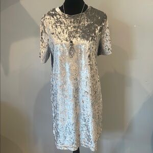 Grey Velvet shirt Dress small like new